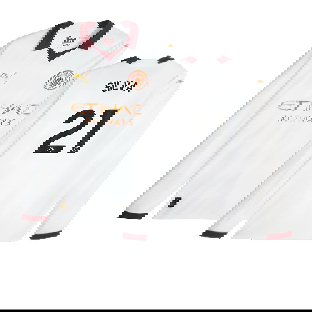 2023-2024 Man City Long Sleeve Away Shirt (SILVA 21)