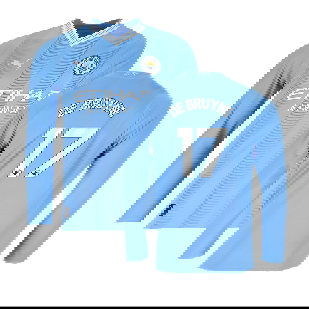 2023-2024 Man City Long Sleeve Home Shirt (DE BRUYNE 17)