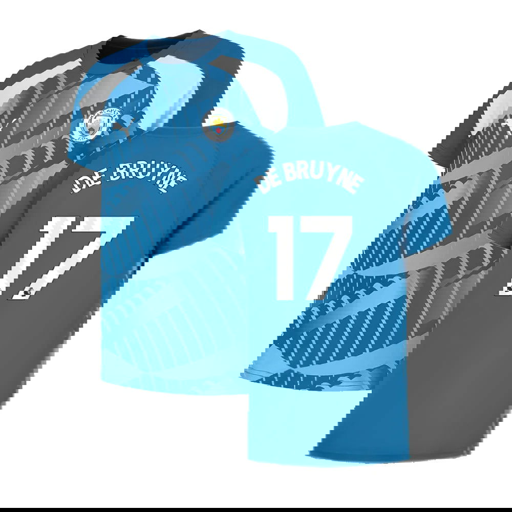 2023-2024 Man City Pre-Match Jersey (Lake Blue) (DE BRUYNE 17)