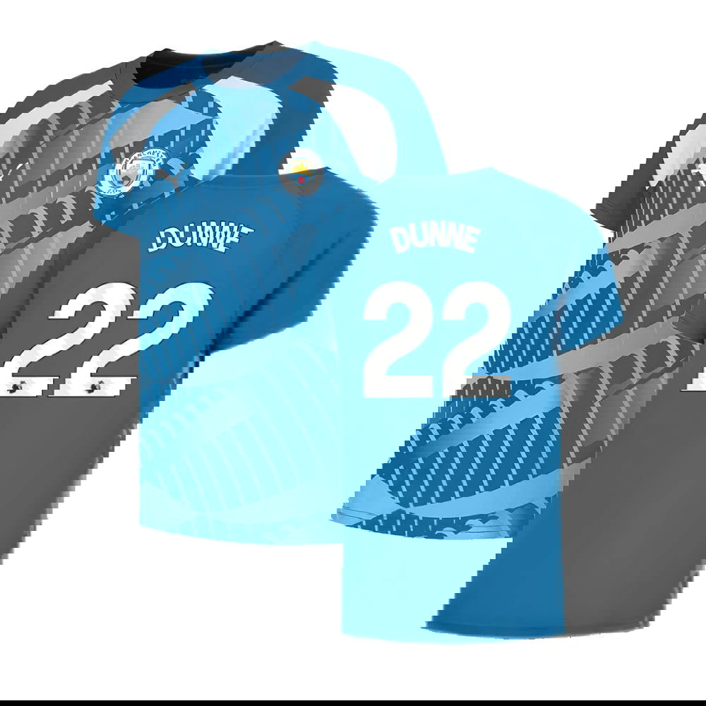 2023-2024 Man City Pre-Match Jersey (Lake Blue) (DUNNE 22)