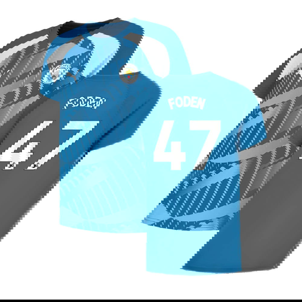 2023-2024 Man City Pre-Match Jersey (Lake Blue) (FODEN 47)