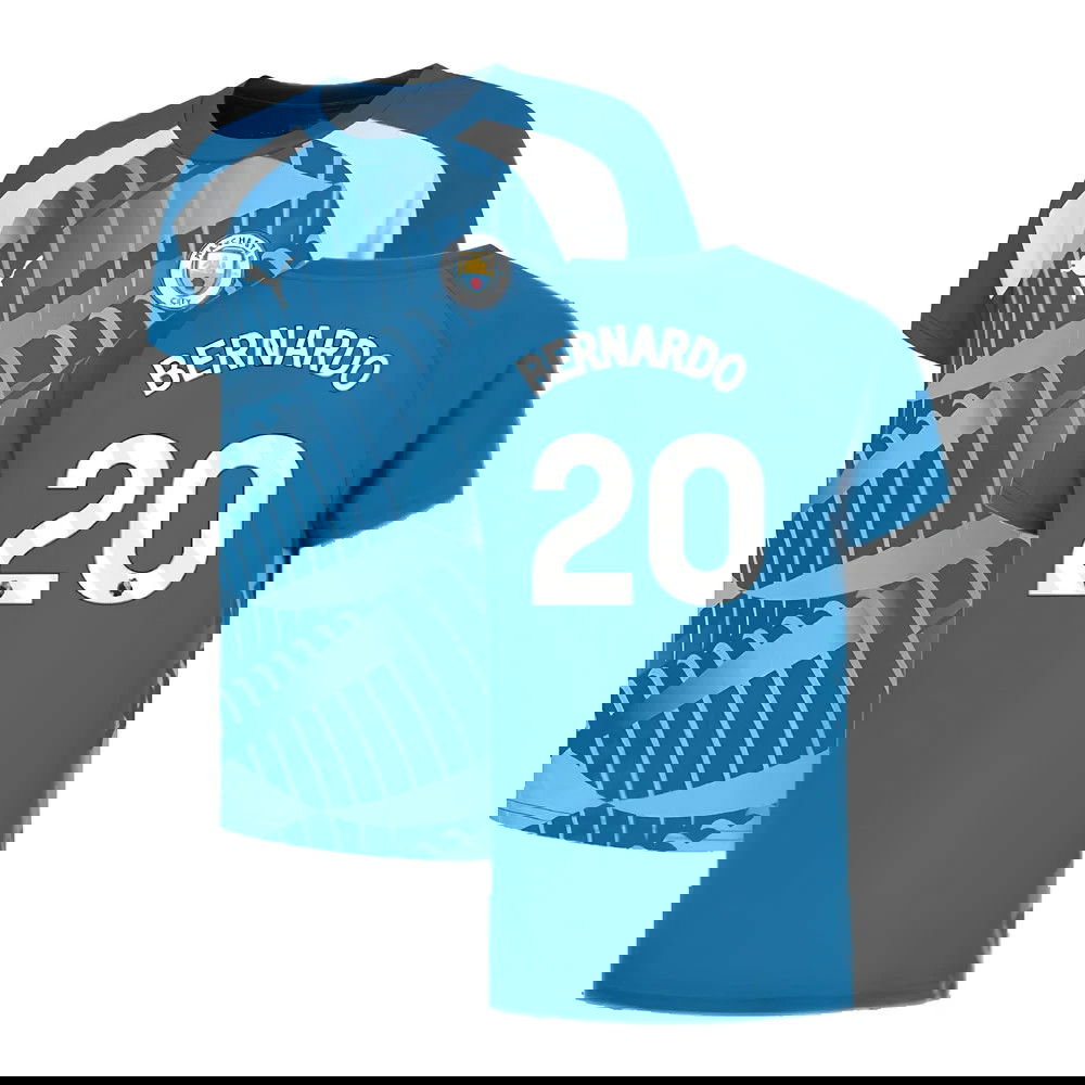 2023-2024 Man City Pre-Match Jersey (Lake Blue) - Kids (BERNARDO 20)