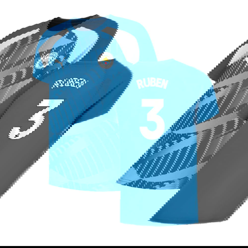 2023-2024 Man City Pre-Match Jersey (Lake Blue) (RUBEN 3)