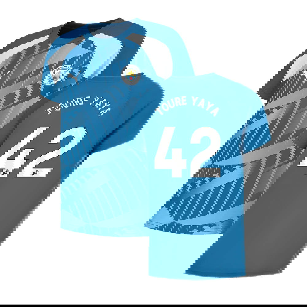 2023-2024 Man City Pre-Match Jersey (Lake Blue) (TOURE YAYA 42)