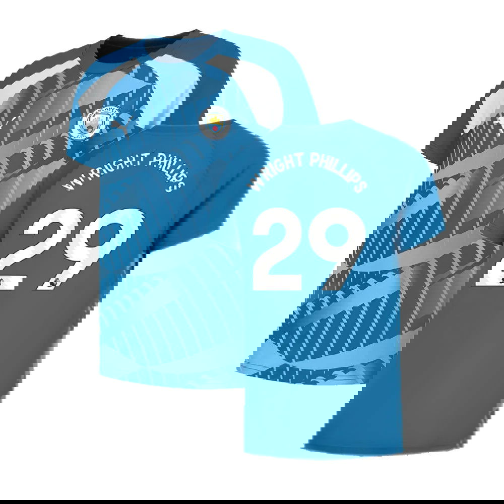 2023-2024 Man City Pre-Match Jersey (Lake Blue) (WRIGHT PHILLIPS 29)