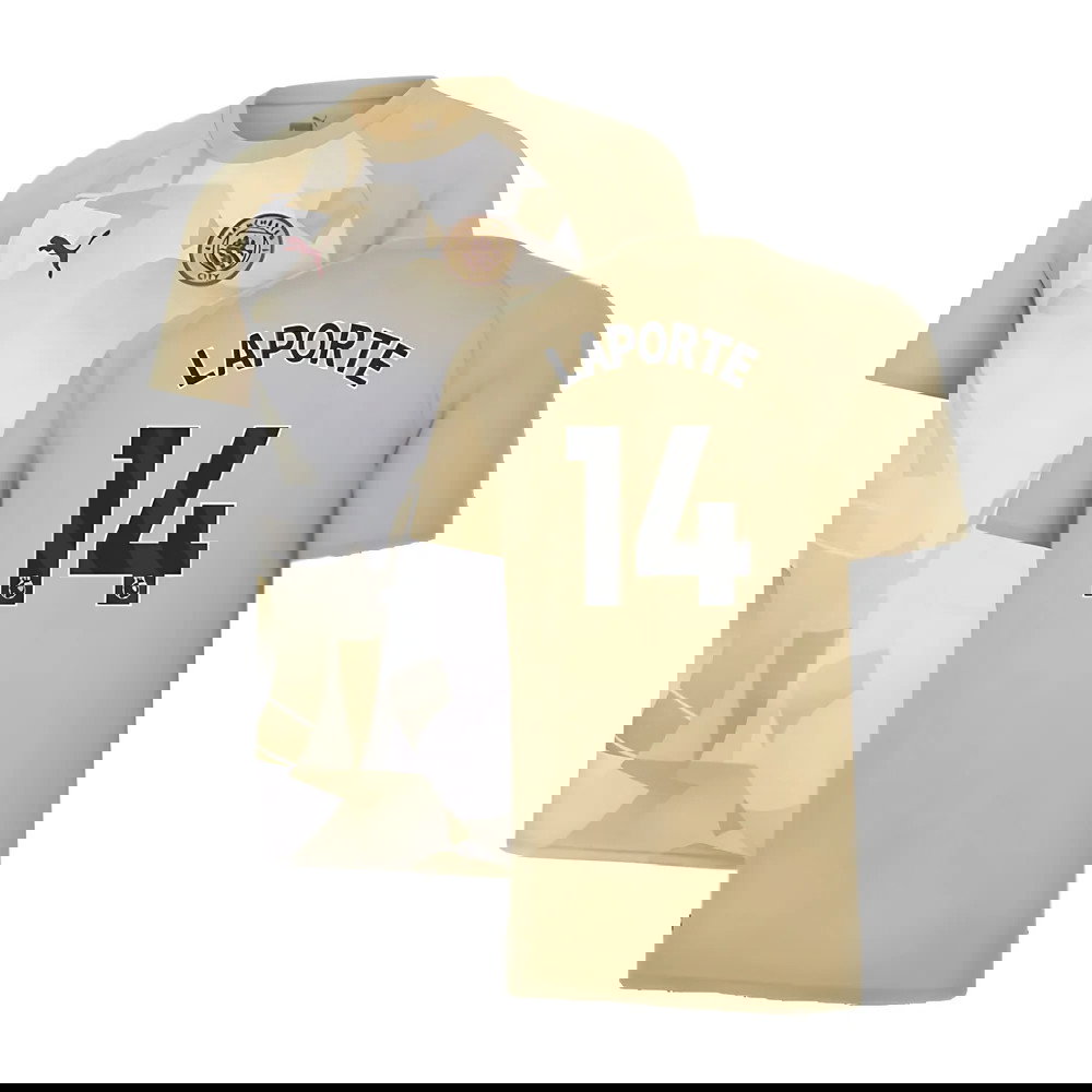 2023-2024 Man City Prematch SS Jersey (Granola) - Kids (LAPORTE 14)