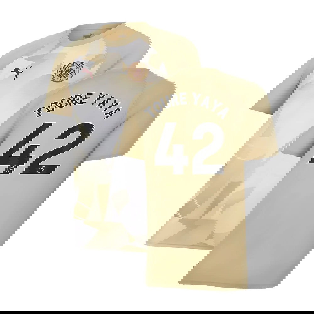 2023-2024 Man City Prematch SS Jersey (Granola) - Kids (TOURE YAYA 42)