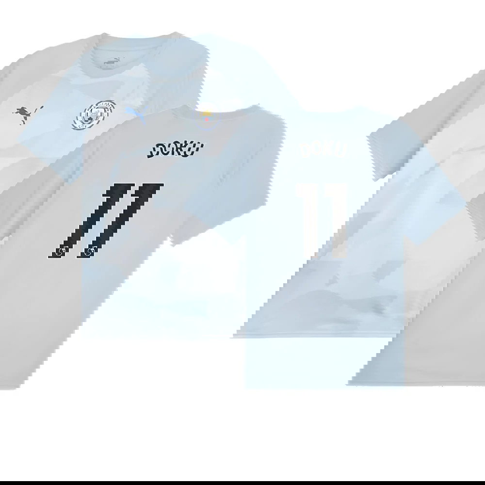 2023-2024 Man City Prematch SS Jersey (Silver Sky) (Doku 11)