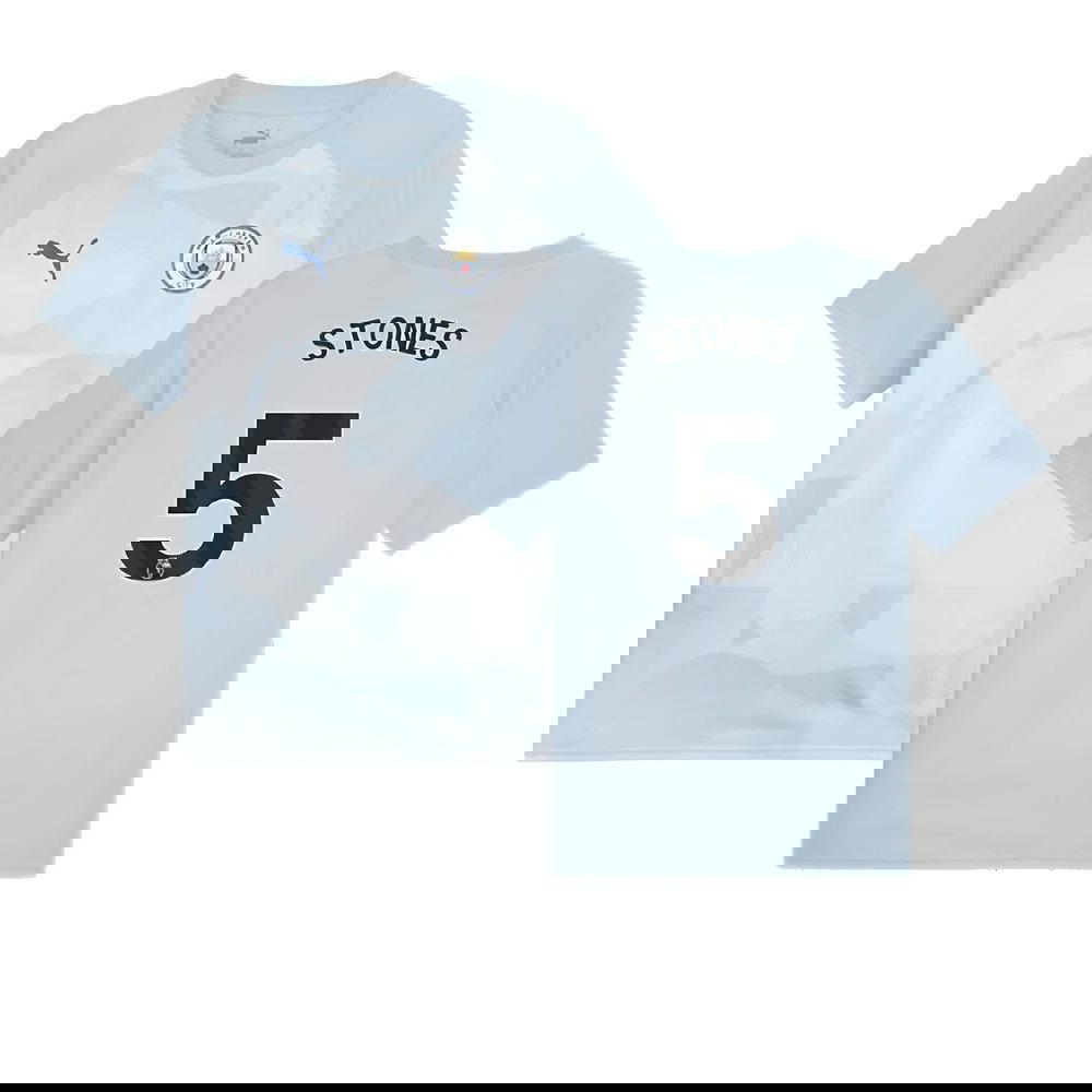2023-2024 Man City Prematch SS Jersey (Silver Sky) (STONES 5)
