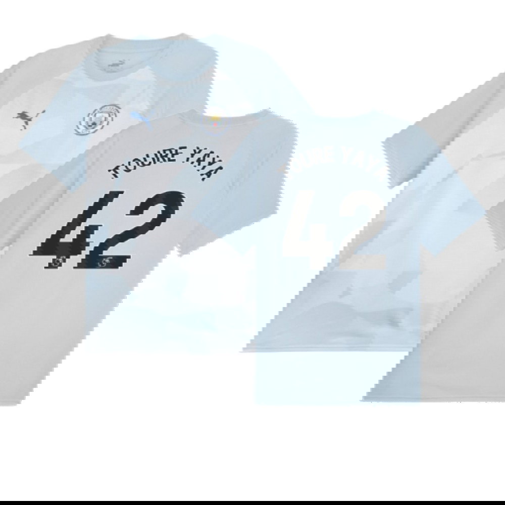 2023-2024 Man City Prematch SS Jersey (Silver Sky) (TOURE YAYA 42)