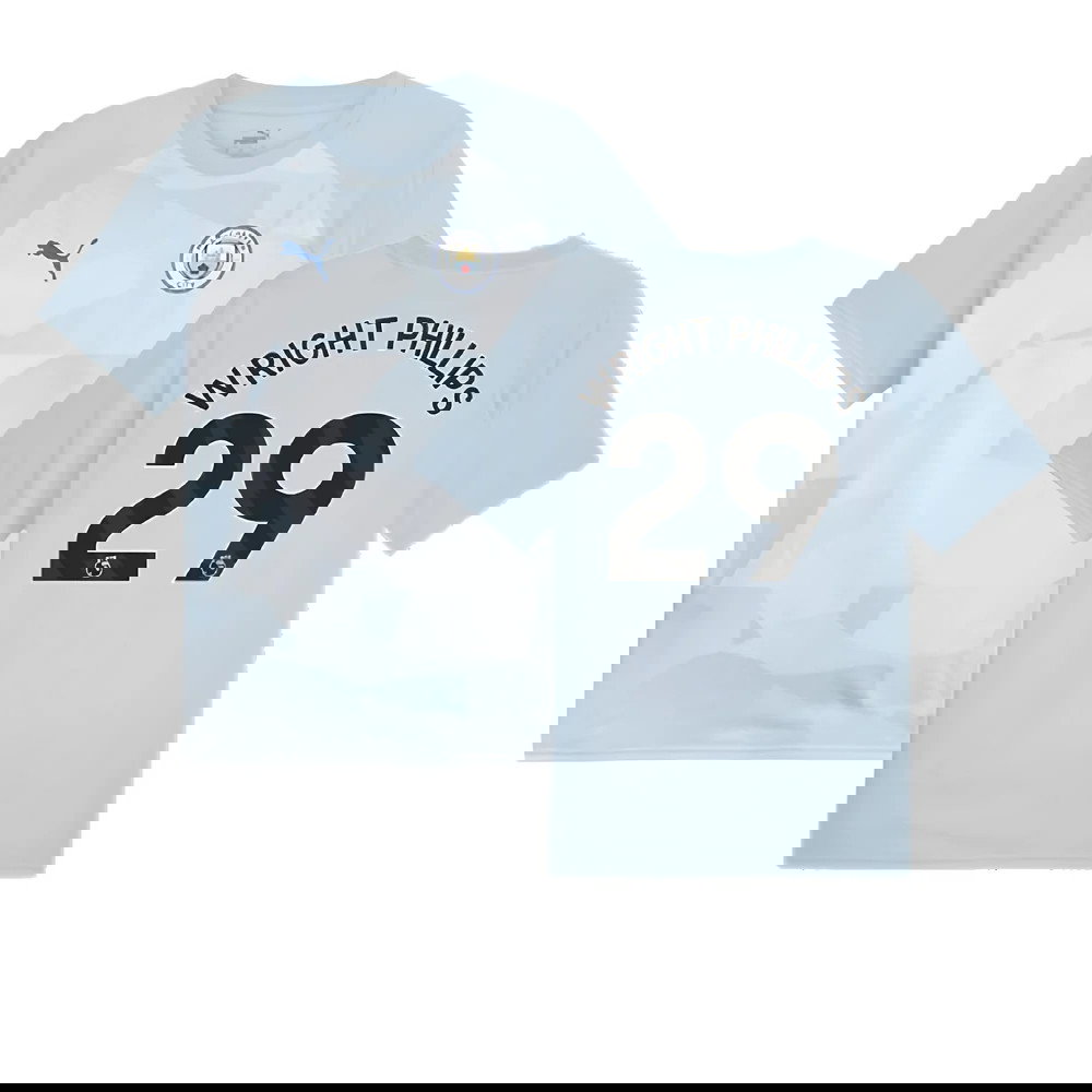 2023-2024 Man City Prematch SS Jersey (Silver Sky) (WRIGHT PHILLIPS 29)