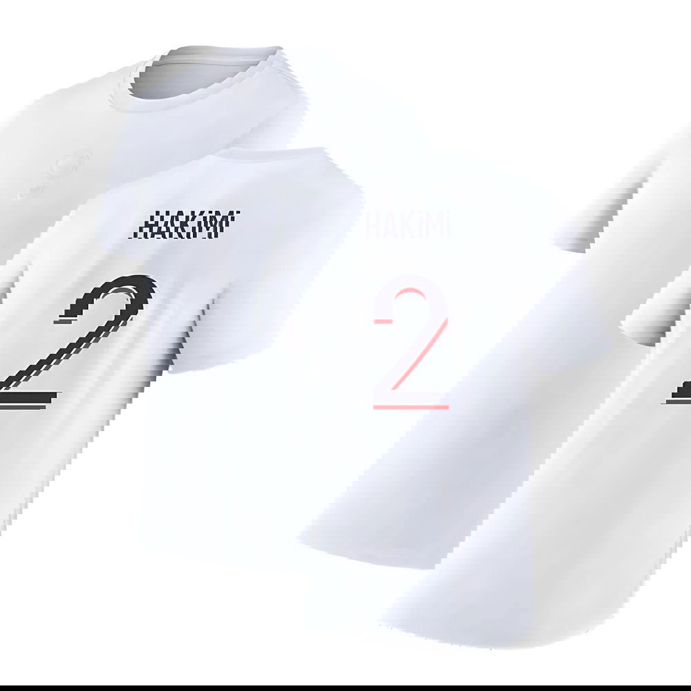 2023-2024 PSG Premium Essentials T-shirt (White) (Hakimi 2)