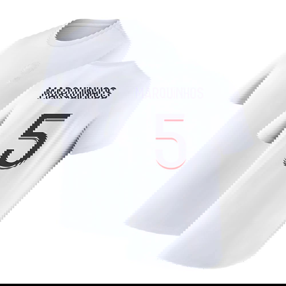 2023-2024 PSG Premium Essentials T-shirt (White) (Marquinhos 5)