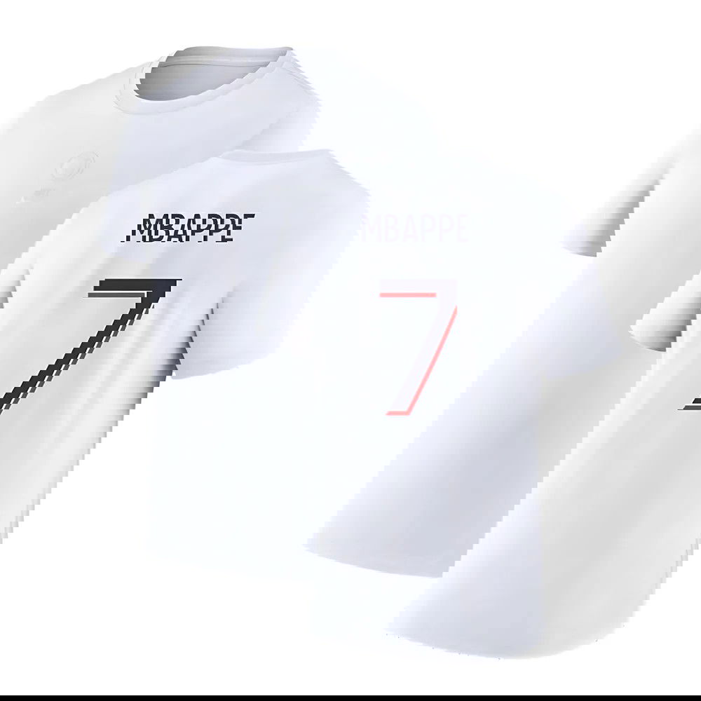 2023-2024 PSG Premium Essentials T-shirt (White) (Mbappe 7)