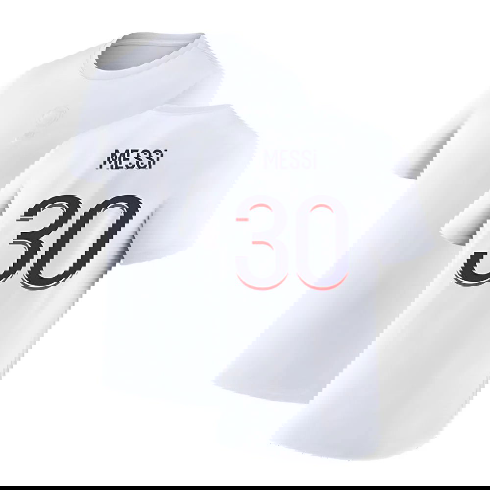 2023-2024 PSG Premium Essentials T-shirt (White) (Messi 30)