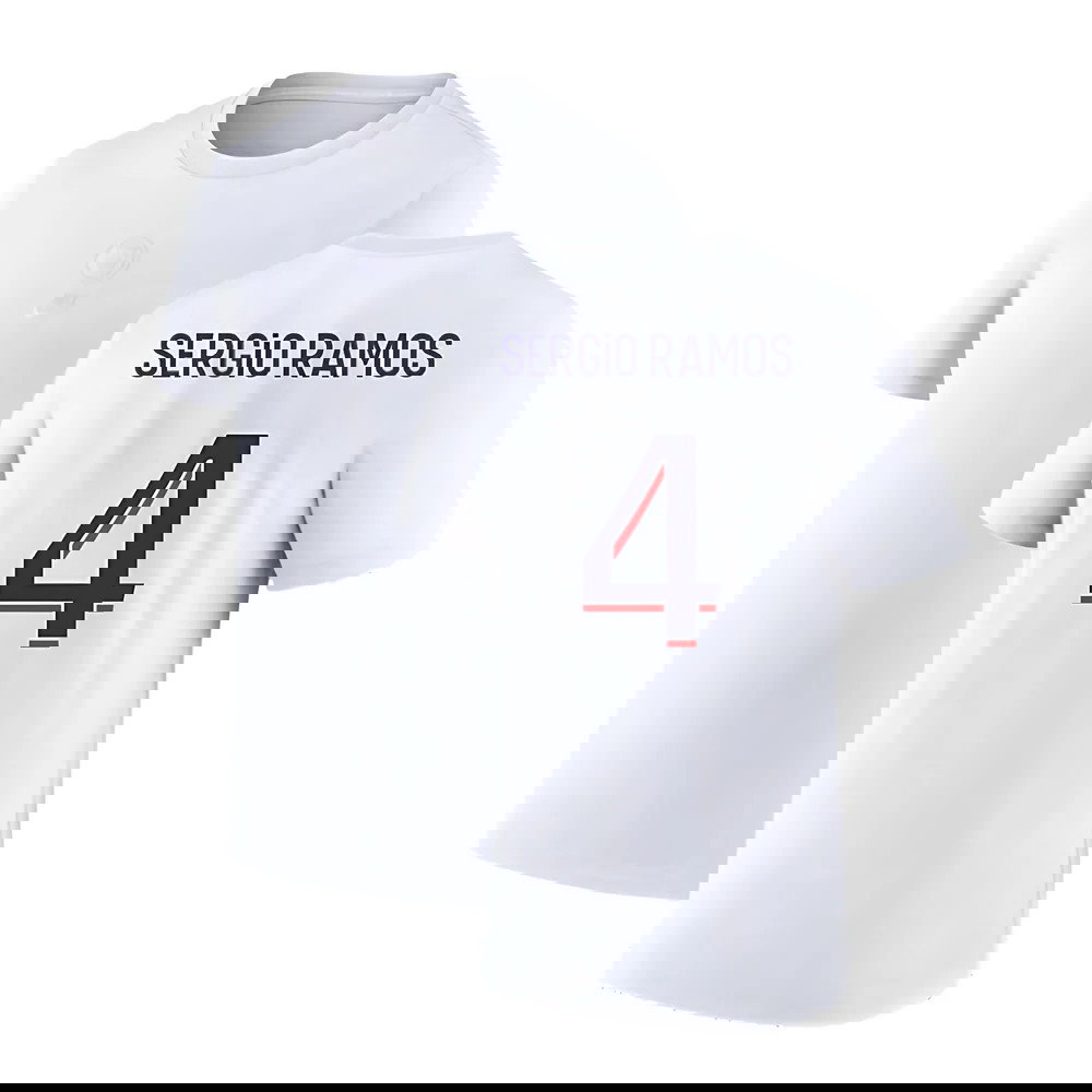 2023-2024 PSG Premium Essentials T-shirt (White) (Sergio Ramos 4)