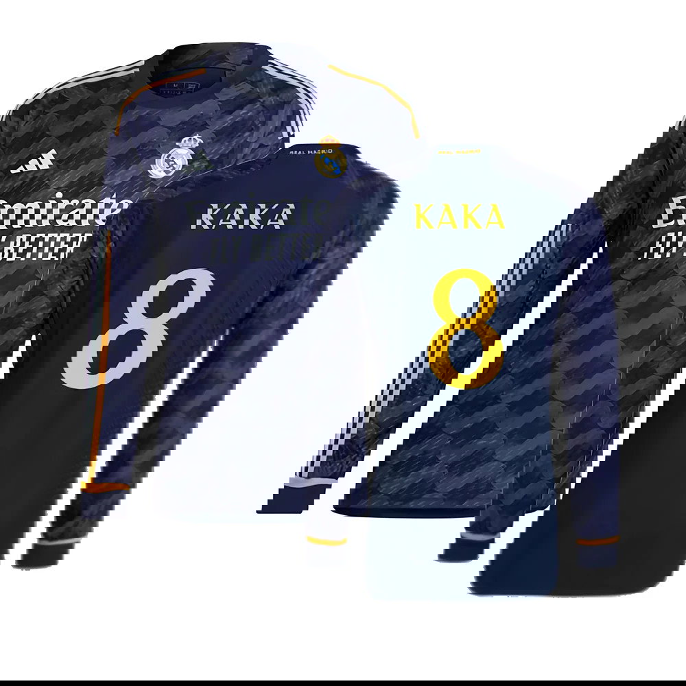 2023-2024 Real Madrid Authentic Long Sleeve Away Shirt (Kaka 8)