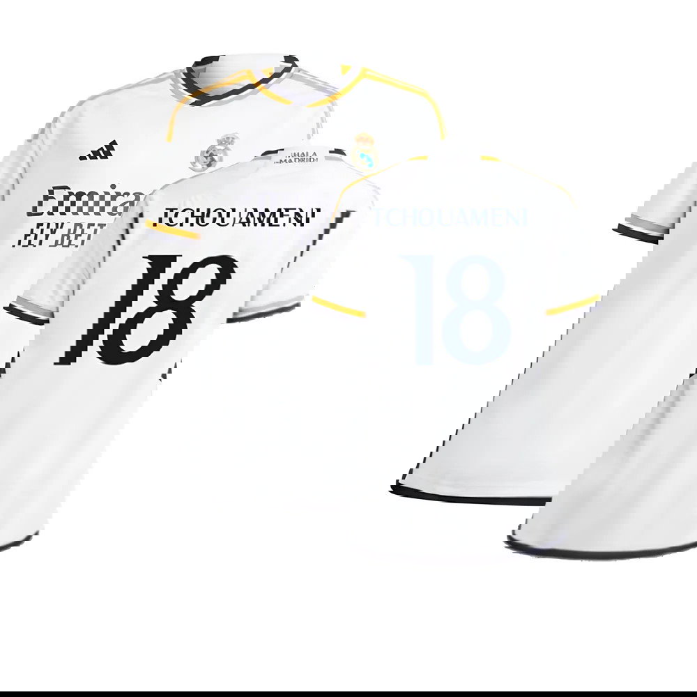 2023-2024 Real Madrid Home Shirt (Kids) (Tchouameni 18)