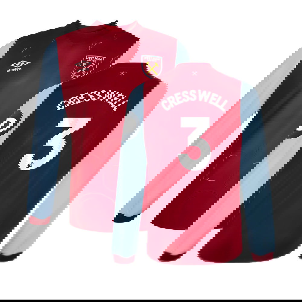 2023-2024 West Ham Long Sleeve Home Shirt (Kids) (CRESSWELL 3)