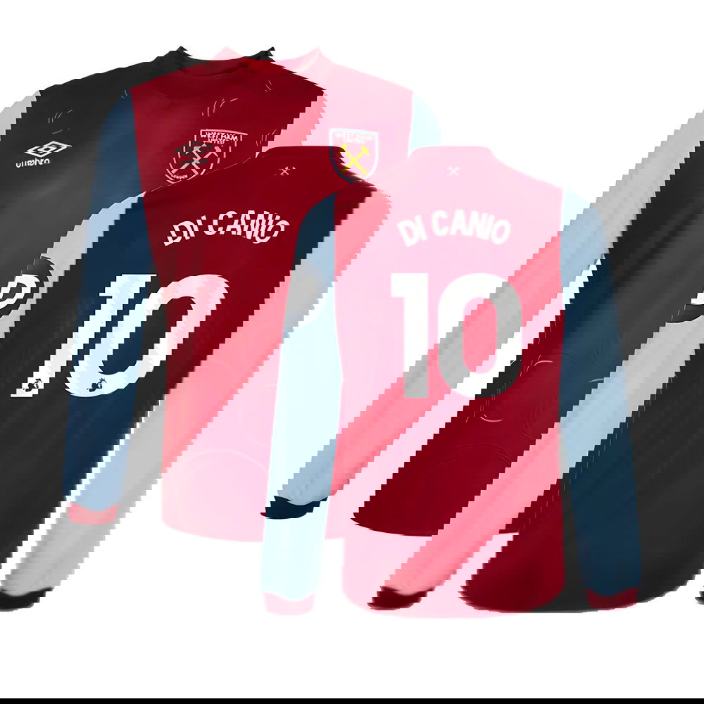 2023-2024 West Ham Long Sleeve Home Shirt (Kids) (DI CANIO 10)