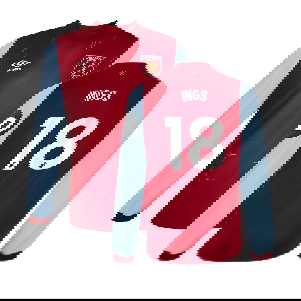 2023-2024 West Ham Long Sleeve Home Shirt (Kids) (INGS 18)