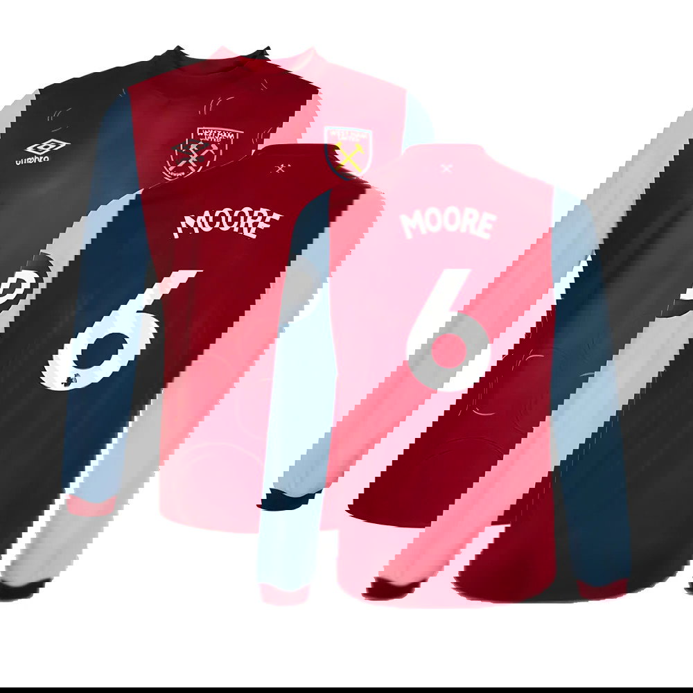 2023-2024 West Ham Long Sleeve Home Shirt (Kids) (MOORE 6)