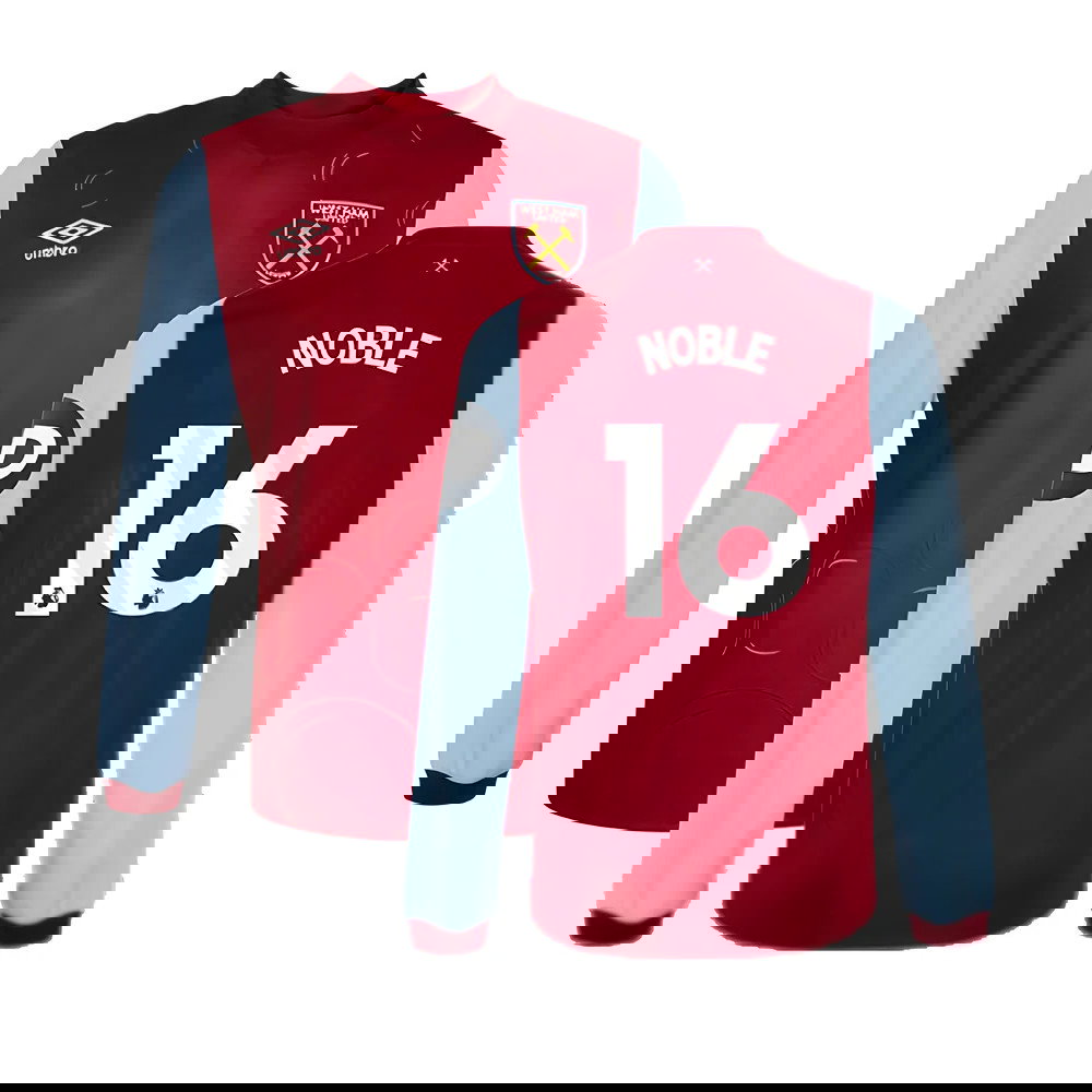 2023-2024 West Ham Long Sleeve Home Shirt (Kids) (NOBLE 16)