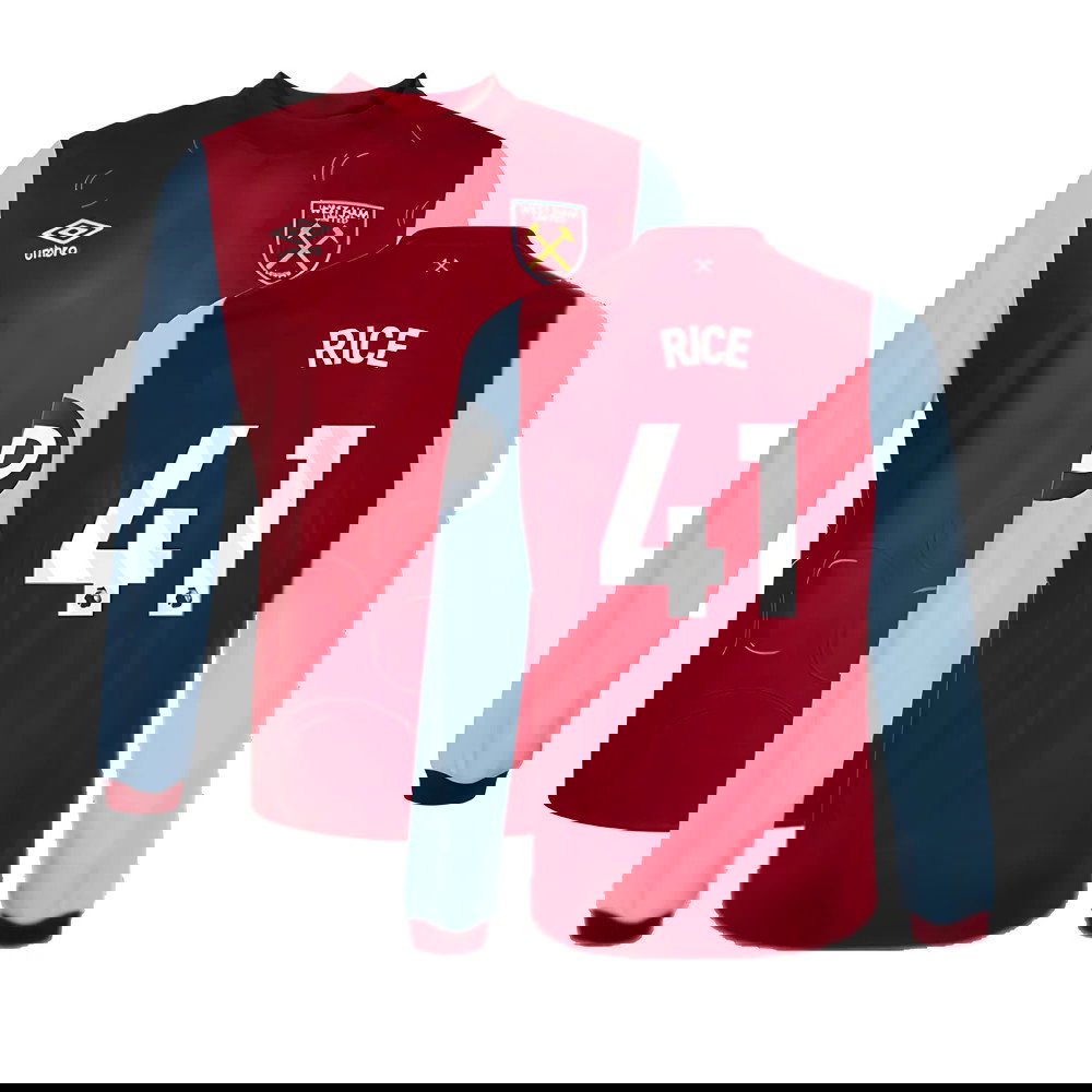 2023-2024 West Ham Long Sleeve Home Shirt (Kids) (RICE 41)