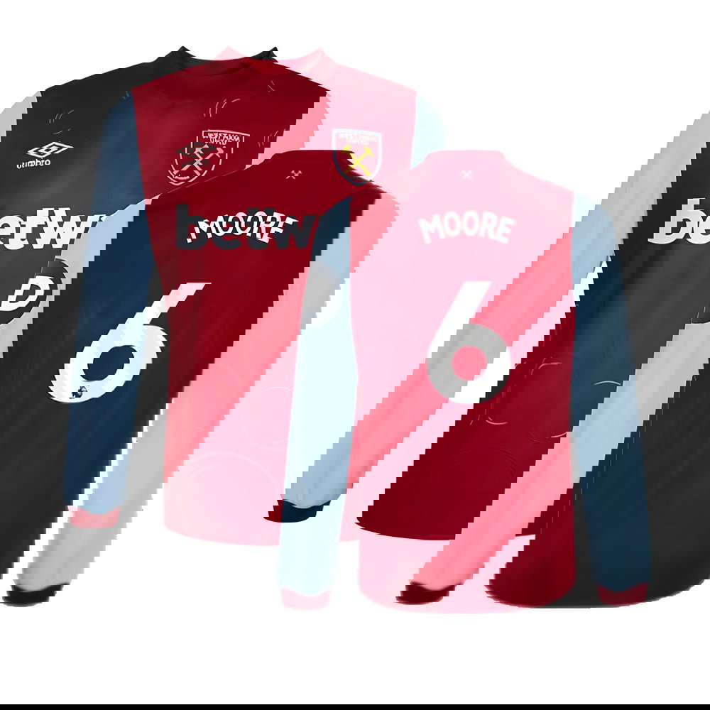 2023-2024 West Ham Long Sleeve Home Shirt (MOORE 6)