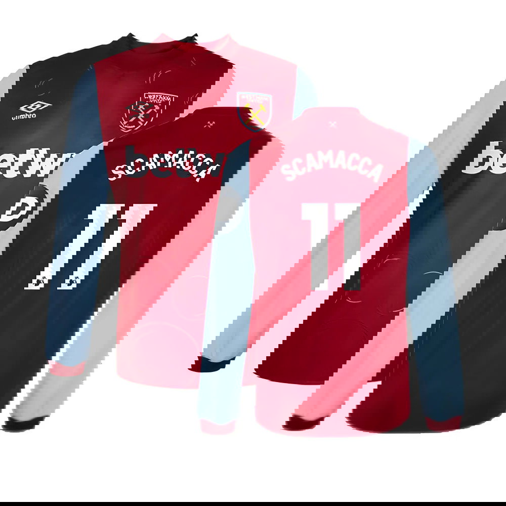 2023-2024 West Ham Long Sleeve Home Shirt (SCAMACCA 11)