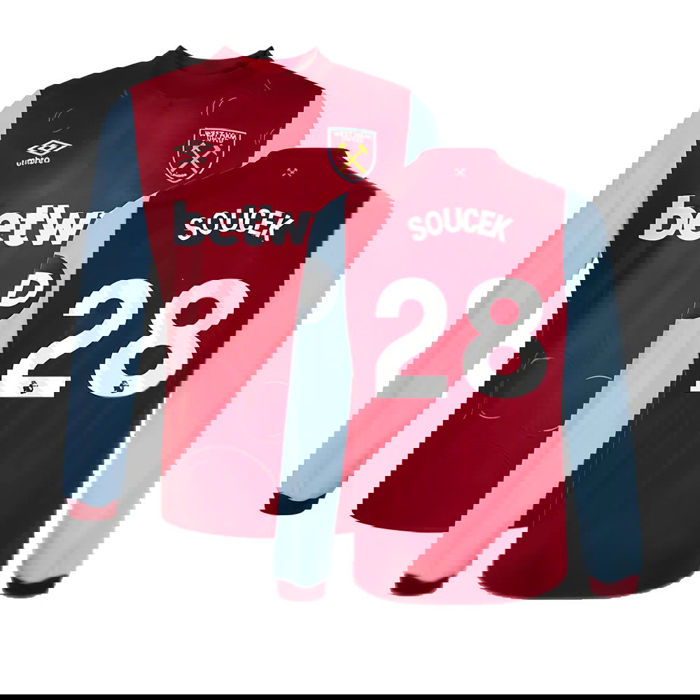 2023-2024 West Ham Long Sleeve Home Shirt (SOUCEK 28)