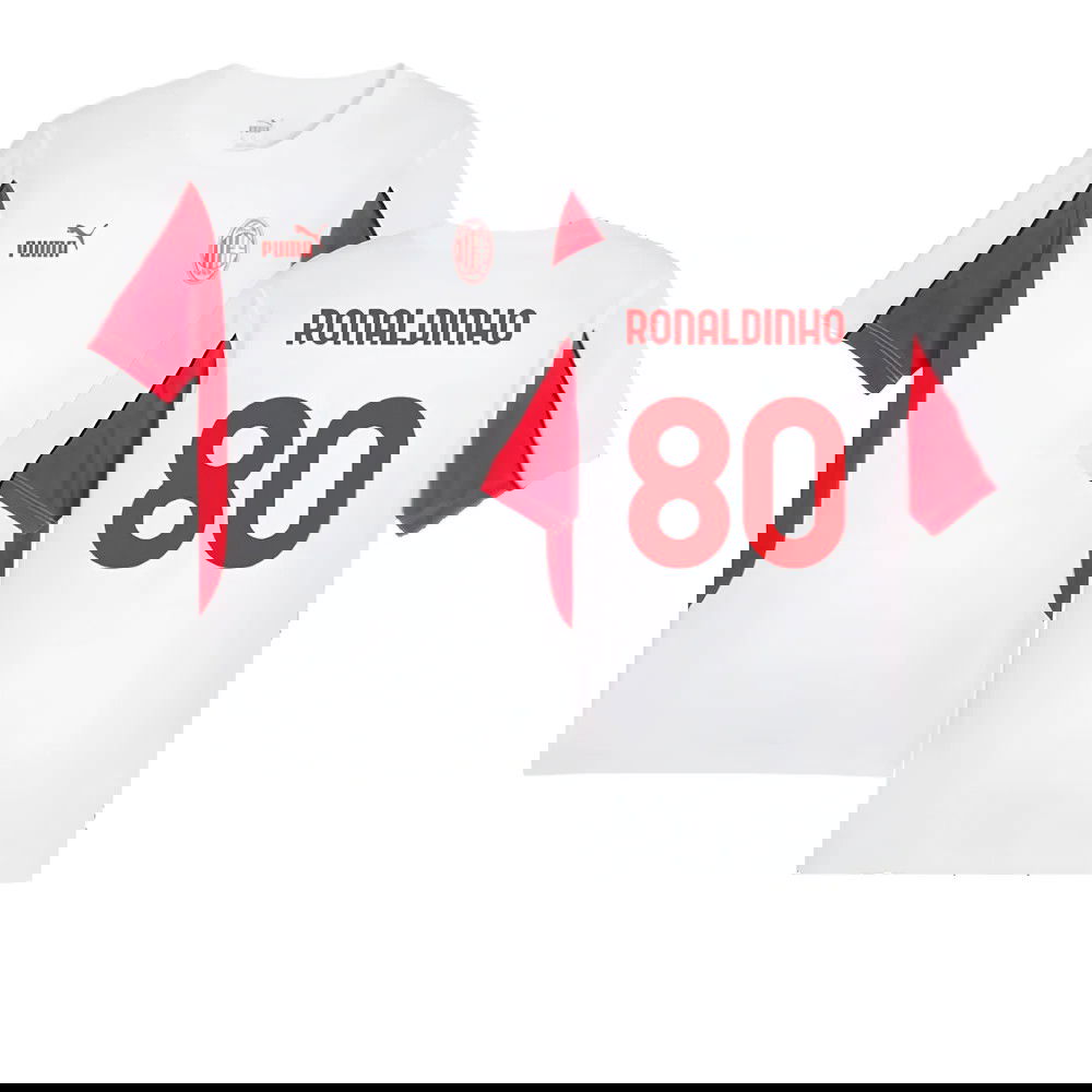 2024-2025 AC Milan FtblArchive Tee (White) (Ronaldinho 80)