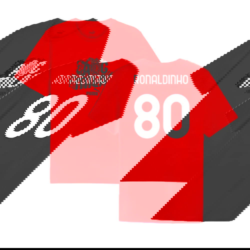 2024-2025 AC Milan ftblCulture Tee (Red) (Ronaldinho 80)