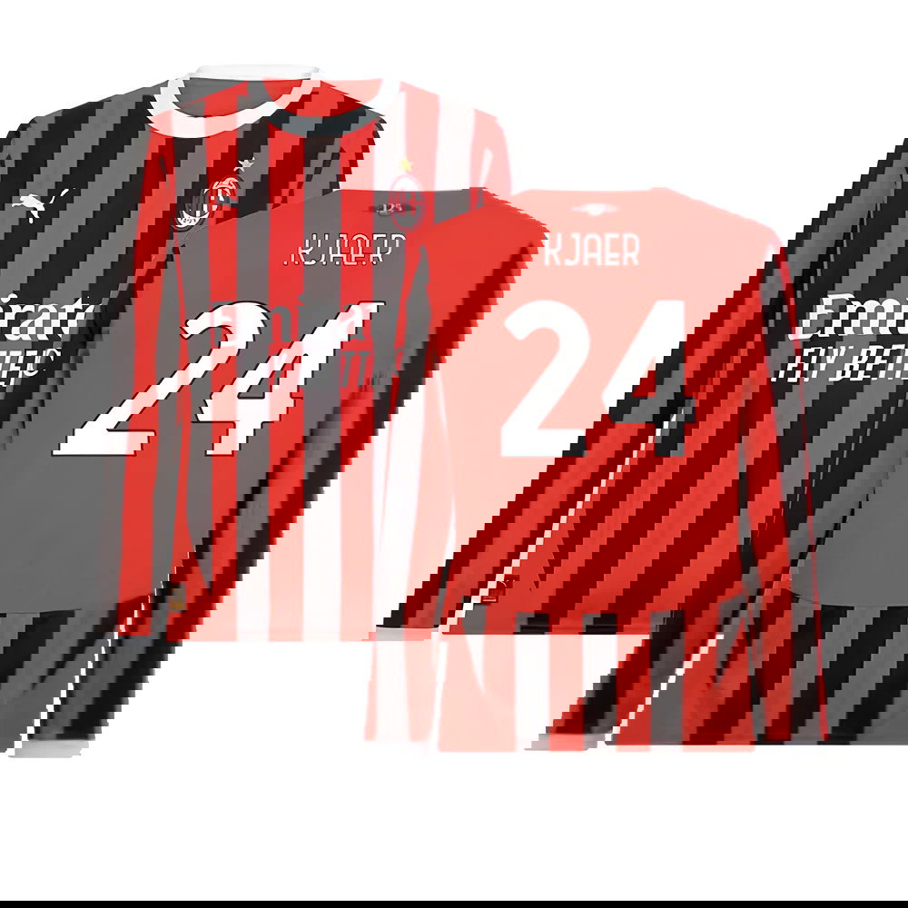 2024-2025 AC Milan Home Long Sleeve Shirt (Kjaer 24)