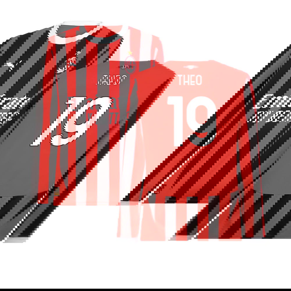 2024-2025 AC Milan Home Long Sleeve Shirt (Theo 19)