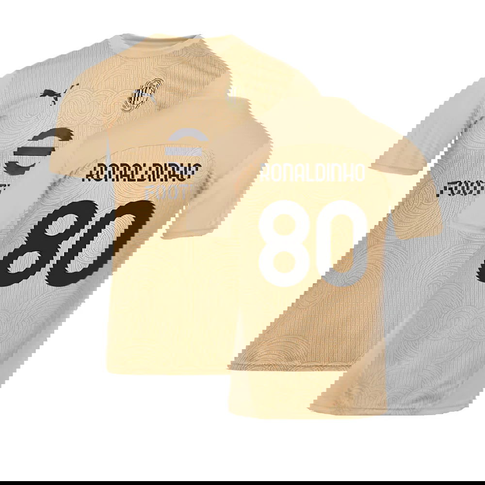 2024-2025 AC Milan Pre-Match Shirt (Putty) (Ronaldinho 80)