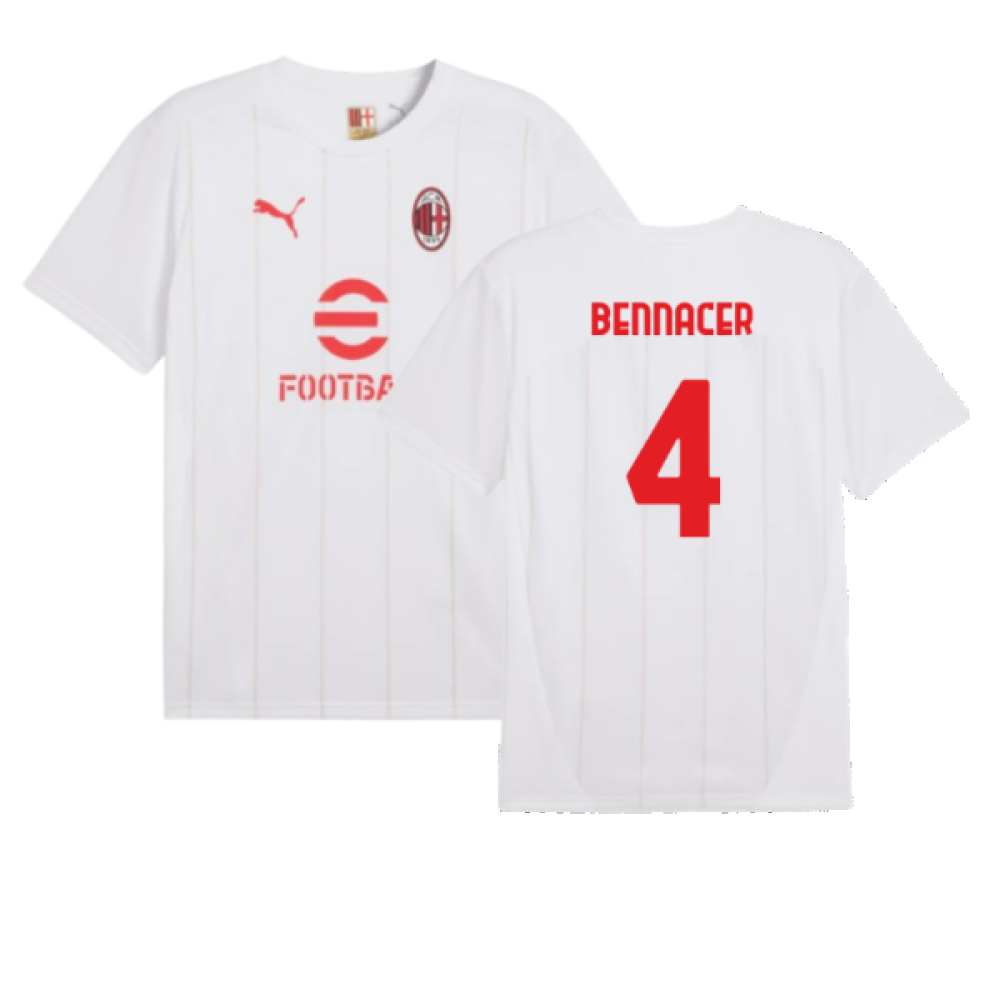 2024-2025 AC Milan Prematch SS Jersey (White) (Bennacer 4)