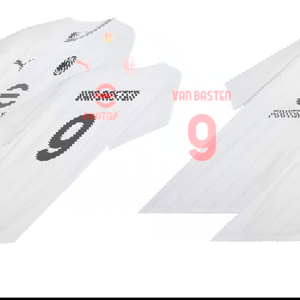 2024-2025 AC Milan Prematch SS Jersey (White) (Van Basten 9)