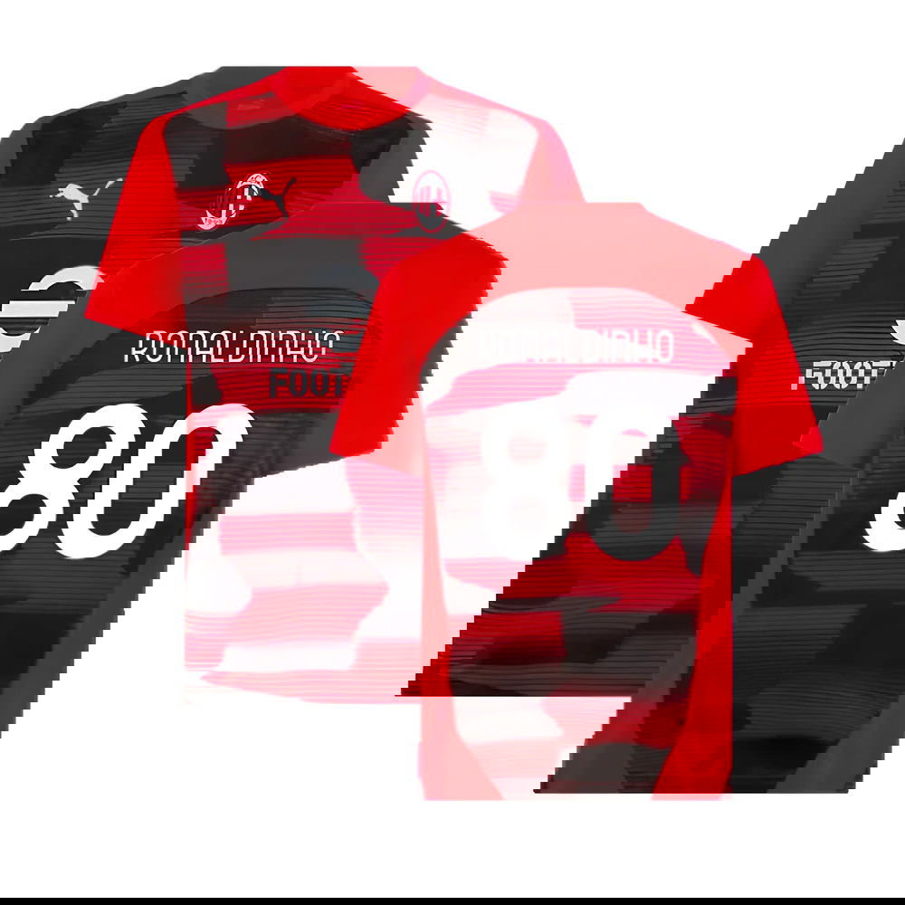2024-2025 AC Milan Prematch SS Shirt (Red) (Ronaldinho 80)