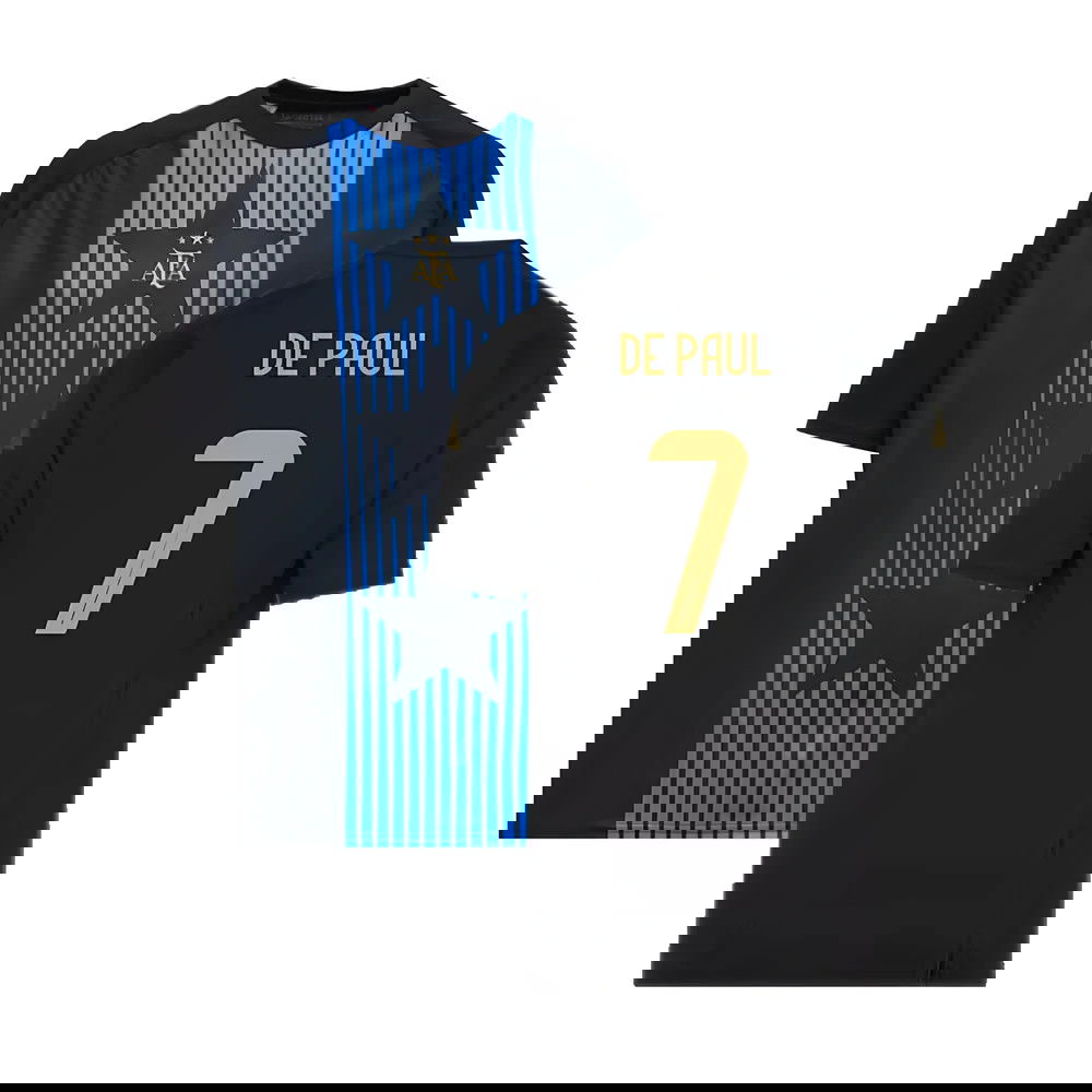 2024-2025 Argentina Pre-Match Shirt (Black) - Kids (DE PAUL 7)
