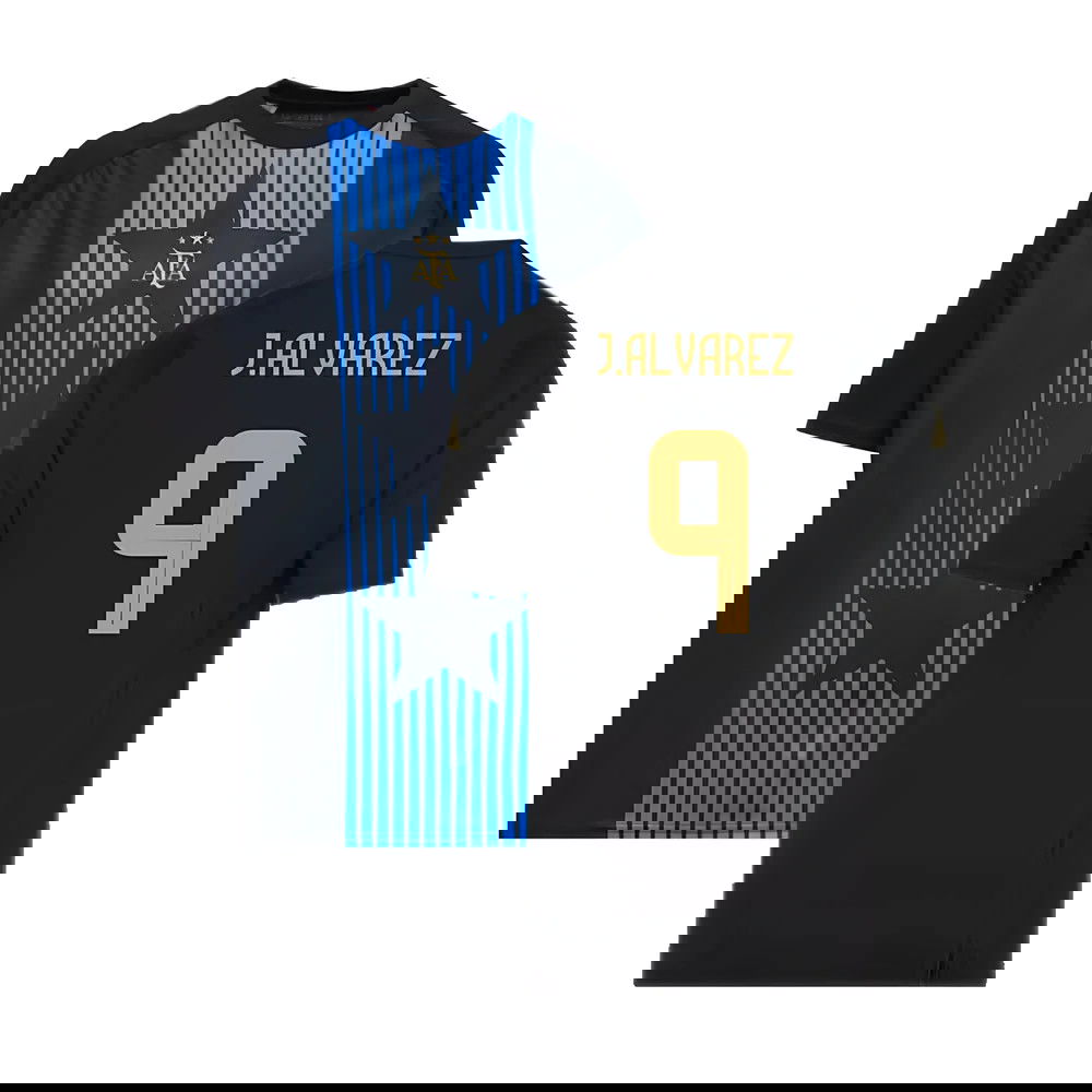 2024-2025 Argentina Pre-Match Shirt (Black) - Kids (J.ALVAREZ 9)