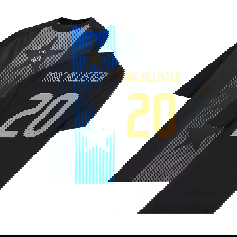 2024-2025 Argentina Pre-Match Shirt (Black) - Kids (MAC ALLISTER 20)