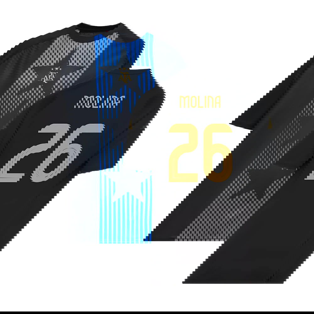 2024-2025 Argentina Pre-Match Shirt (Black) - Kids (MOLINA 26)