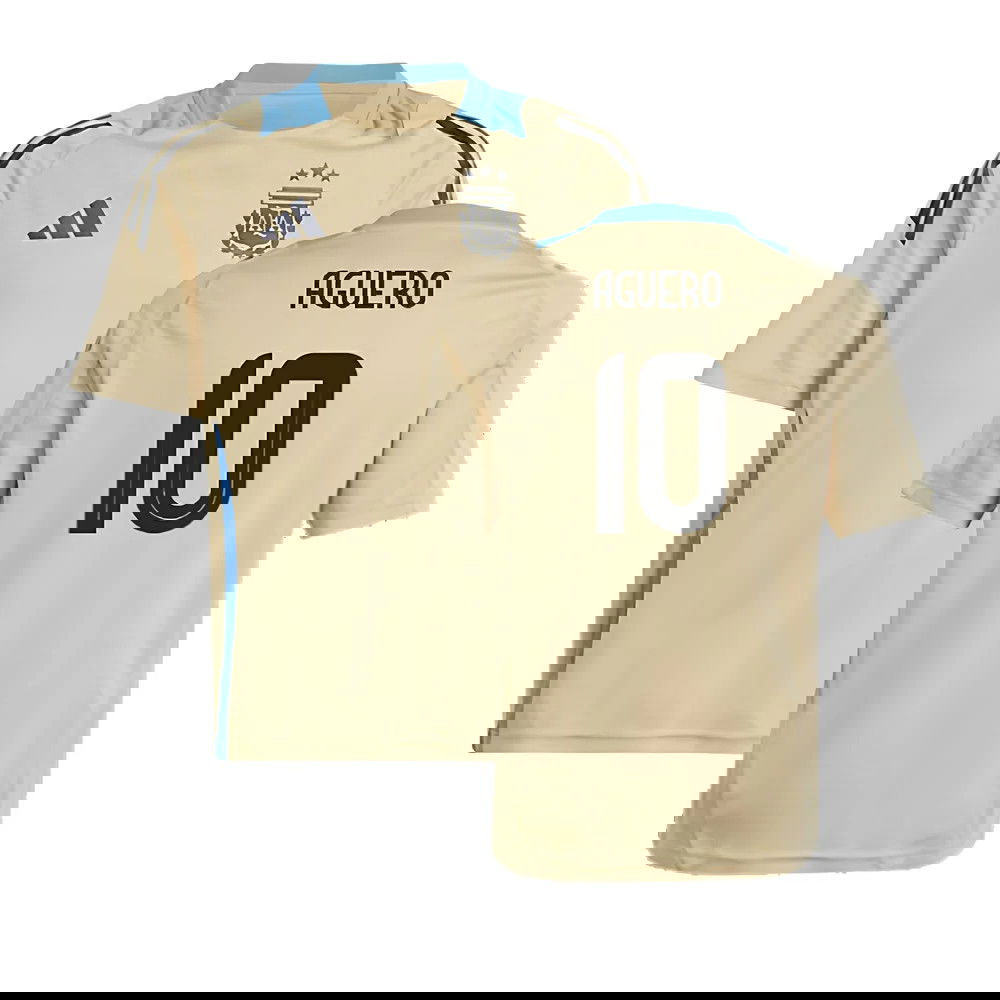 2024-2025 Argentina Training Jersey (Hazy Beige) - Kids (AGUERO 10)