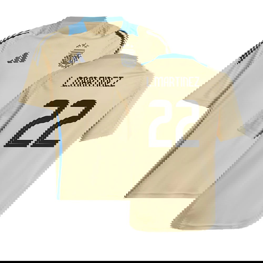 2024-2025 Argentina Training Jersey (Hazy Beige) - Kids (L.MARTINEZ 22)