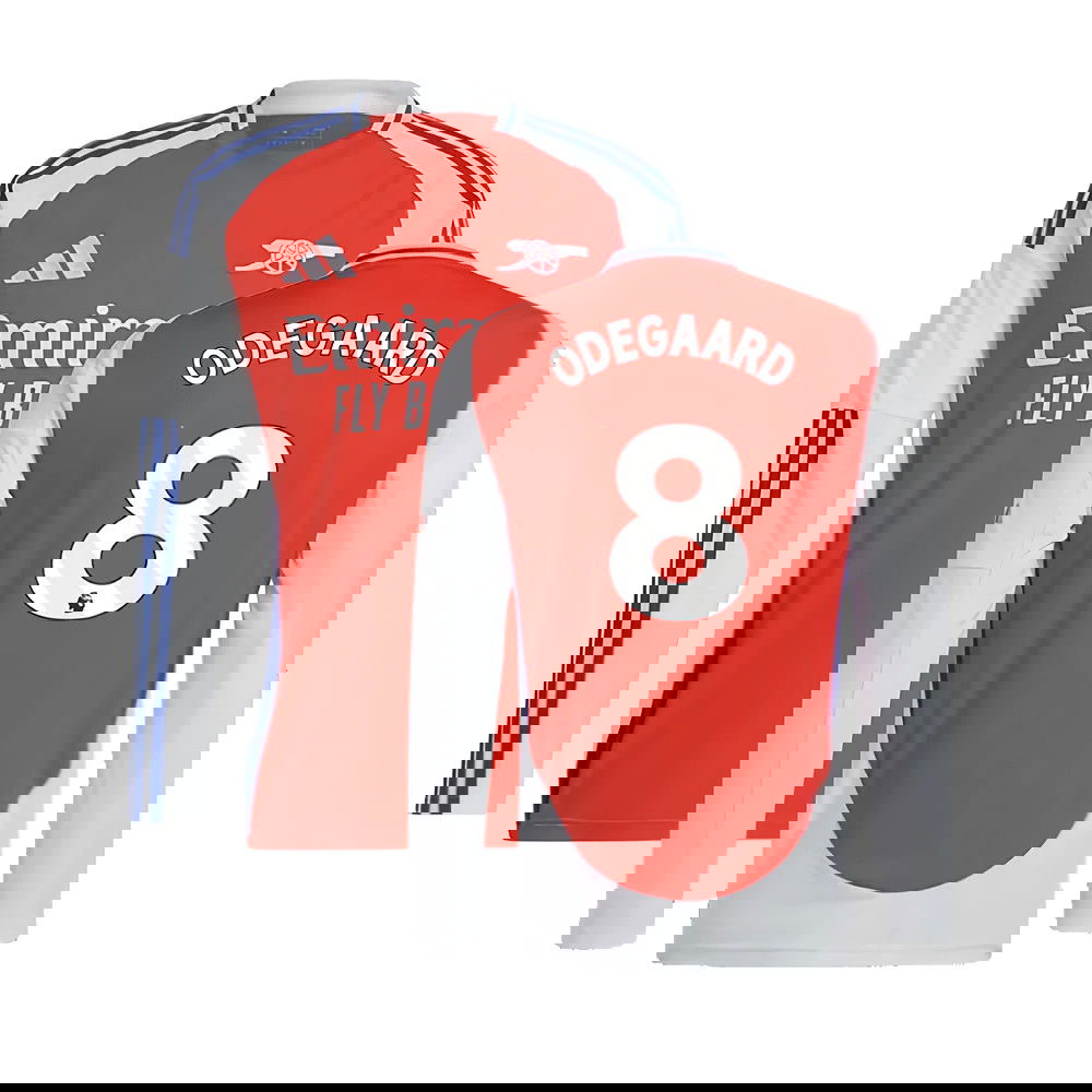 2024-2025 Arsenal Long Sleeve Home Shirt (Odegaard 8)