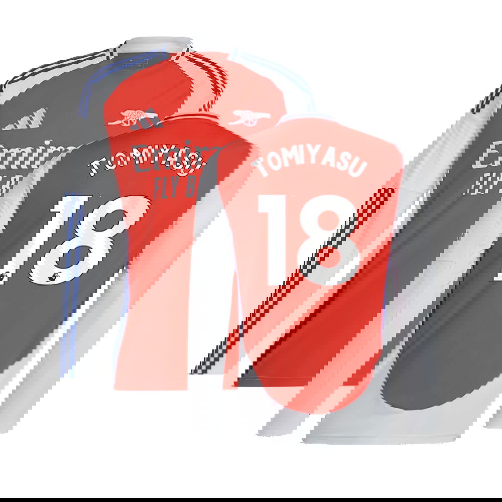 2024-2025 Arsenal Long Sleeve Home Shirt (Tomiyasu 18)