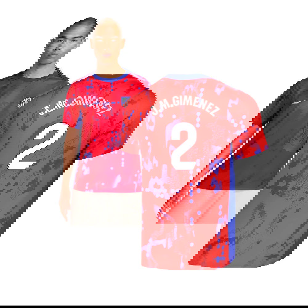2024-2025 Atletico Madrid Dri-FIT Pre-Match Shirt (Red) (J.M.Gimenez 2)