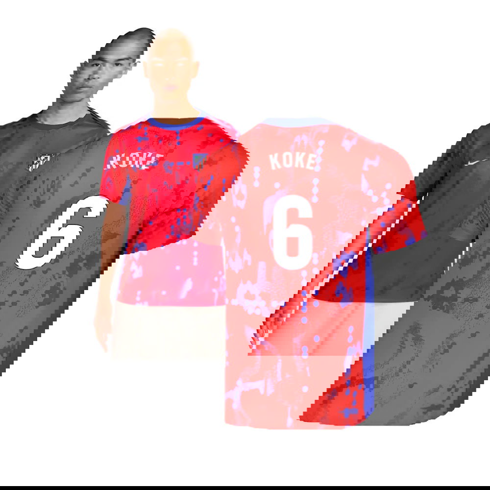 2024-2025 Atletico Madrid Dri-FIT Pre-Match Shirt (Red) (Koke 6)