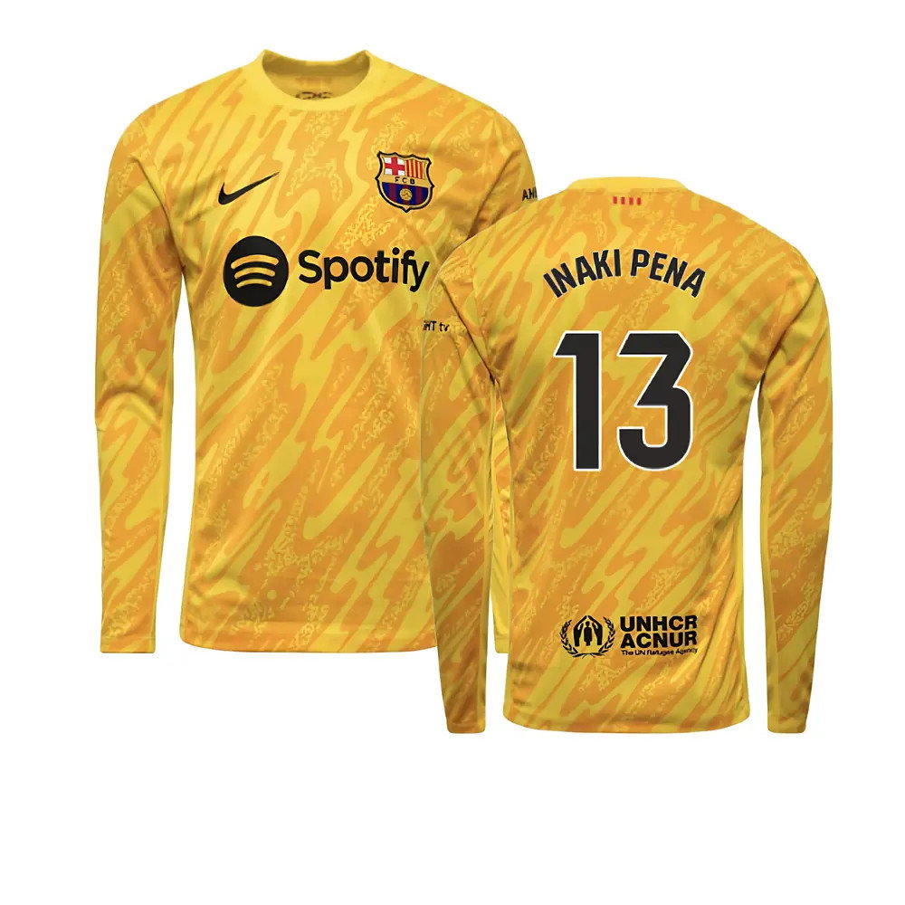 2024-2025 Barcelona Away Goalkeeper Shirt (Yellow) (Inaki Pena 13)